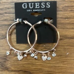 Guess Gold NWOT Charms Hoop Earrings